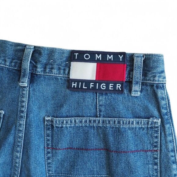 Tommy Jeans Vintage Y2K Button Fly Cargo Knees Jeans Medium Wash Junior 5 - Picture 8 of 11